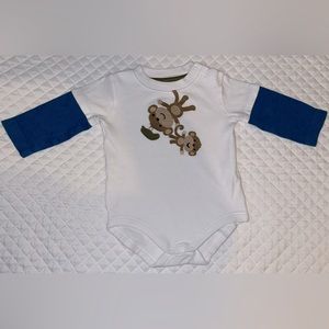 Gymboree Infant Boys Long Sleeve One Piece Shirt Top Monkey Theme 6-12 months